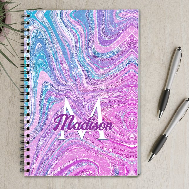 Sparkle unicorn rainbow girly marble art  notebook (Creator Uploaded)