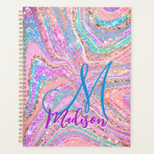 Sparkle unicorn rainbow girly marbling art planner
