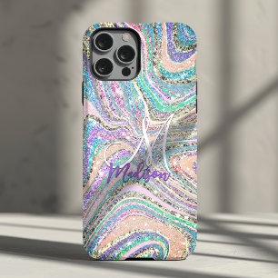 Sparkle unicorn rainbow pink mint marble art iPhone 11 pro case