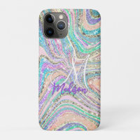 Sparkle unicorn rainbow pink mint marble art