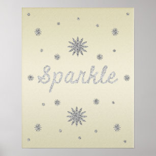 Sparkle Yellow with Silver Glitter Poster