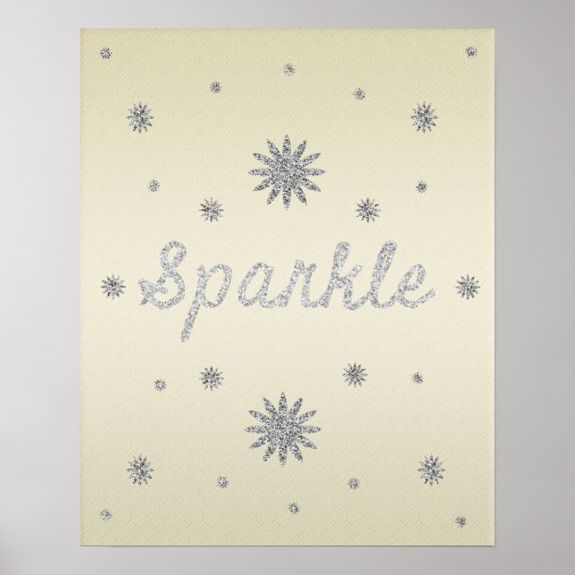 Sparkle Yellow with Silver Glitter Poster (Front)