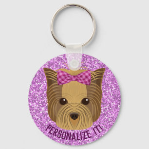 Sparkle Yorkie Yorkshire Terrier Puppy Dog Glitter Key Ring