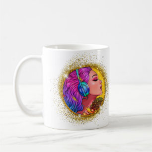 Sparkled Gold Singing Girl Coffee Mug 11oz