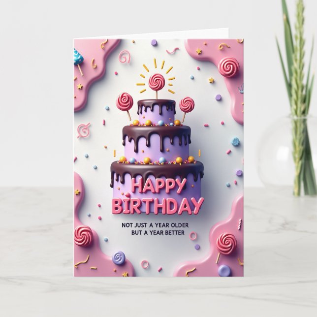 Sparkler Cake Birthday Card (Front)