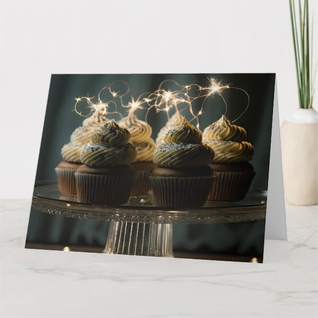 Sparkler Cupcakes on Tray Card (Front)