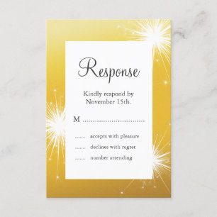 Sparkler Gold Wedding RSVP Card