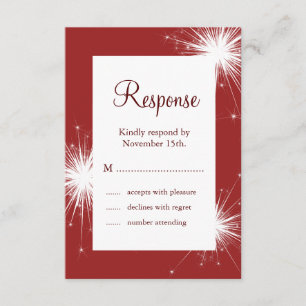 Sparkler in Red Wedding RSVP Card