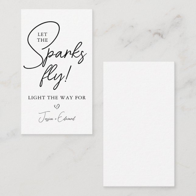 Sparkler Send Off Let The Sparks Fly Black White Business Card (Front/Back)