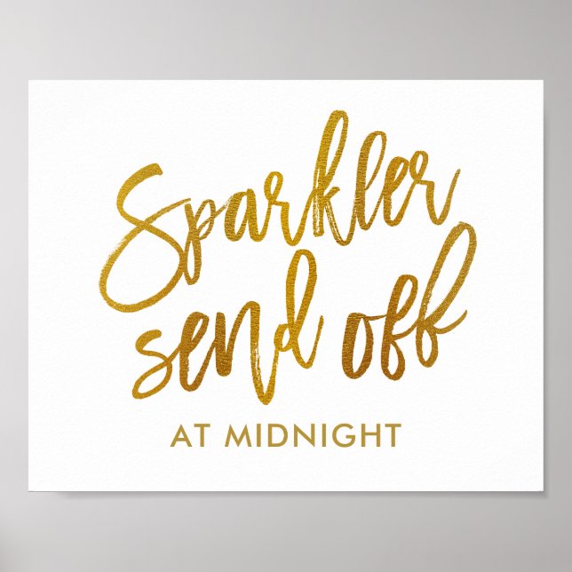 Sparkler Send-off Sign | Faux Gold Foil | Brush (Front)