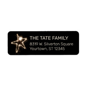 Sparkler Star Happy New Year return address Label