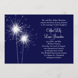 Sparkler Wedding Invitation in Blue
