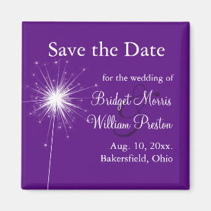 Sparkler Wedding Purple Save the Date Magnet