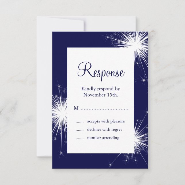 Sparkler Wedding RSVP (blue) (Front)