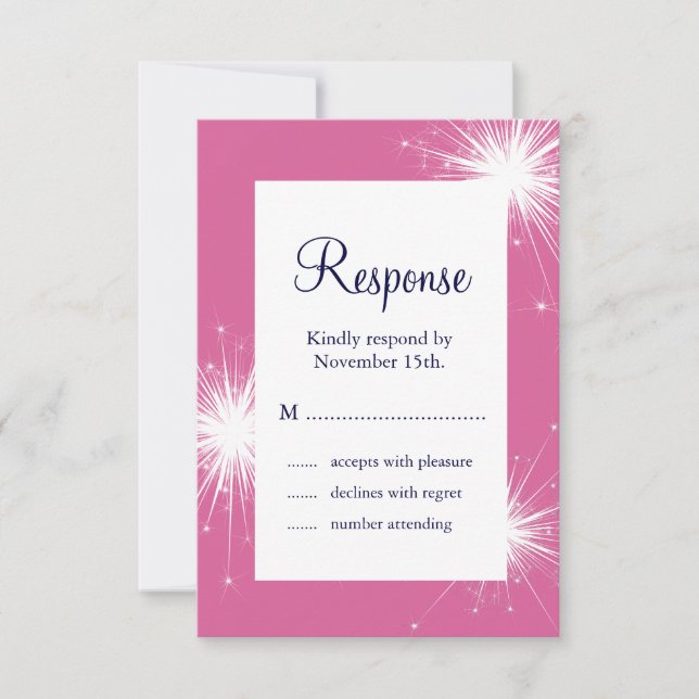 Sparkler Wedding RSVP (pink) Card (Front)
