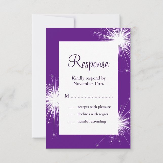 Sparkler Wedding RSVP (purple) (Front)