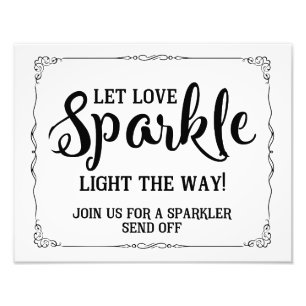 sparkler wedding sign black and white