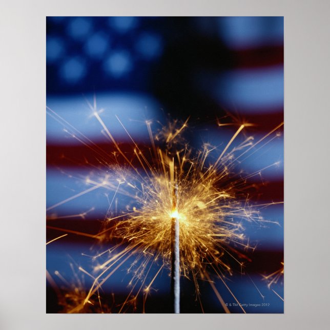 Sparkler with American Flag Poster (Front)