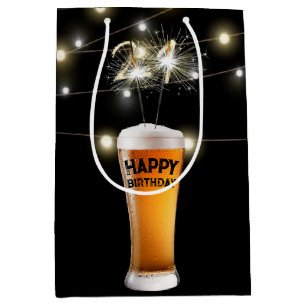 Sparklers In 21st Birthday Beer Glass Medium Gift Bag
