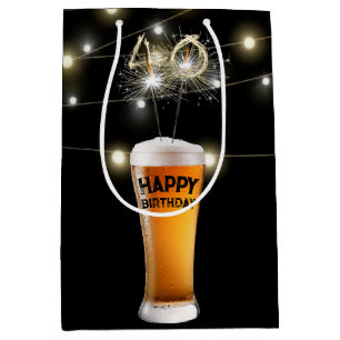 Sparklers In 40th Birthday Beer Glass Medium Gift Bag