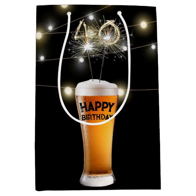 Sparklers In 40th Birthday Beer Glass Medium Gift Bag (Front)