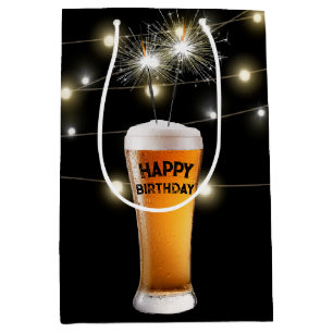Sparklers In Birthday Beer Glass Medium Gift Bag
