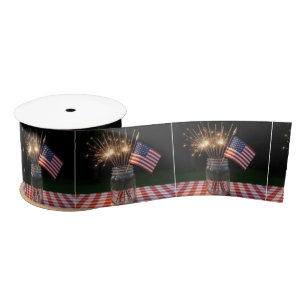 Sparklers With American Flag Satin Ribbon