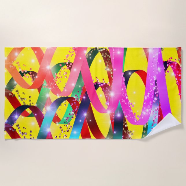 Sparkles and ribbon beach towel (Front)