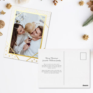 Sparkles and Snowflakes Christmas Photo Foil Holiday Postcard