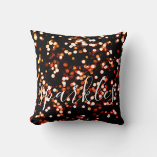Sparkles Brownish Golden Sparkling Throw Pillow