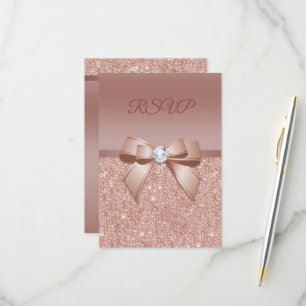 Sparkles & Glamour, Rose Gold Birthday Party RSVP Card