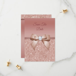Sparkles & Glamour, Rose Gold Birthday Party Save The Date