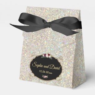 Sparkles Gold Sequins Floral Wedding Favour Box