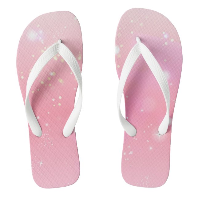 Sparkles on a Stylish Pastel Pink Background Thongs (Footbed)