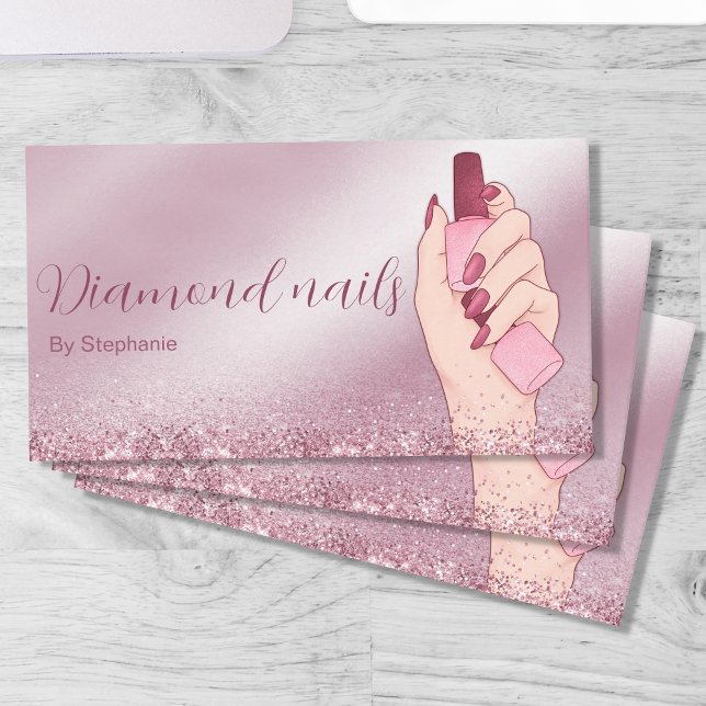 Sparkles Pink Glitter Nail Artist Manicure Beauty  Business Card (Creator Uploaded)