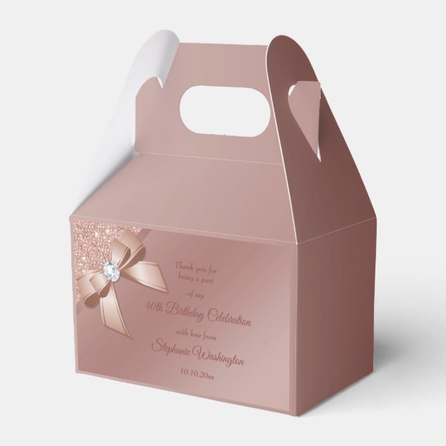 Sparkles & Rose Gold Glamoour Birthday Party Favour Box (Front Side)