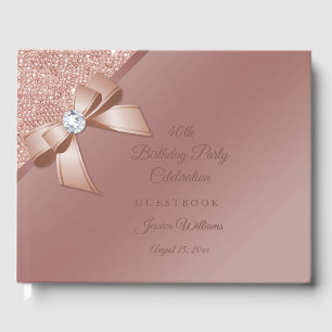 Sparkles & Rose Gold Glamour Birthday Party Guest Book