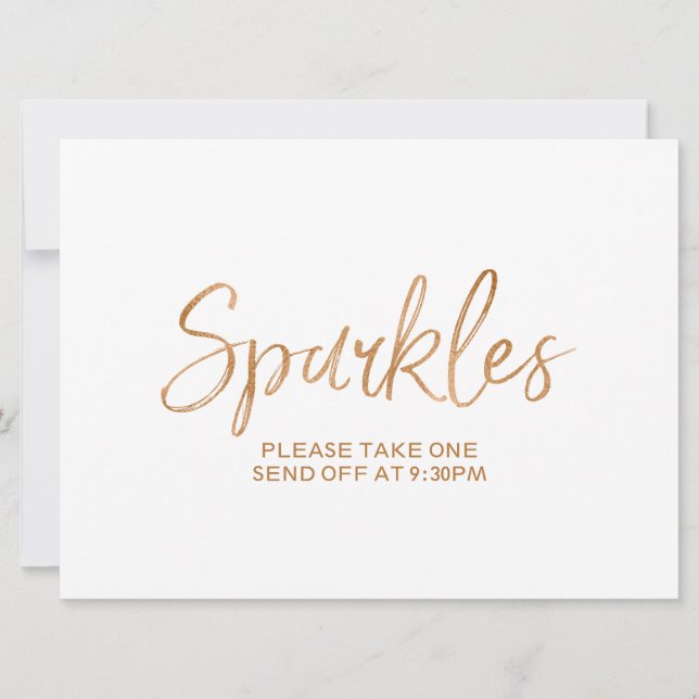 "Sparkles" Send Off Gold Rose Lettered Sign (Front)