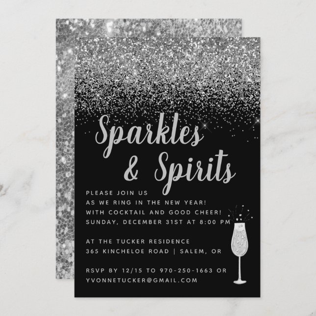 Sparkles & Spirits | New Years Eve Party Invitation (Front/Back)
