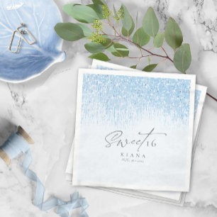 Sparkles Sweet Sixteen Blue ID912 Napkin