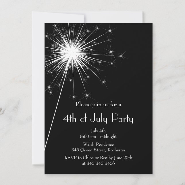 Sparkling 4th of July Party Invitation (Front)