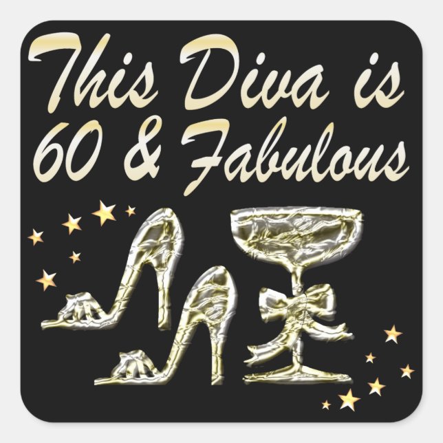 SPARKLING 60TH DIVA SQUARE STICKER (Front)