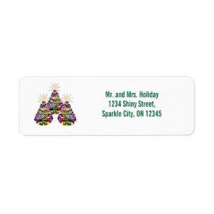 Sparkling Abstract Christmas Trees Design Return Address Label