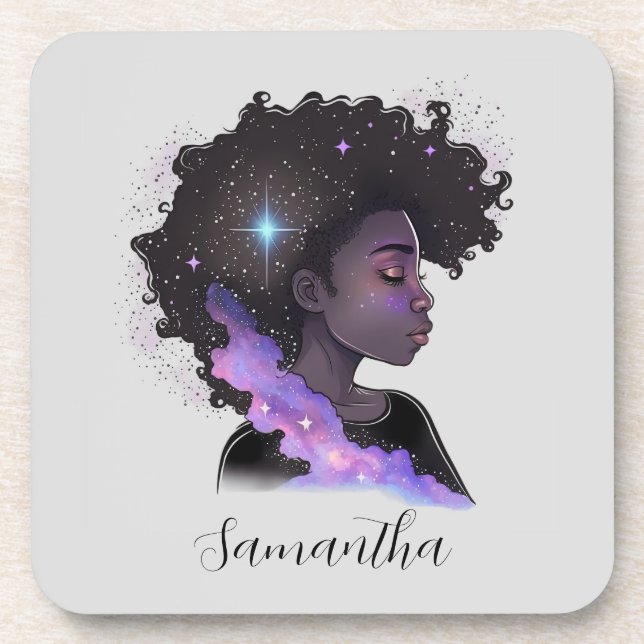 Sparkling Afro Woman Coaster (Front)