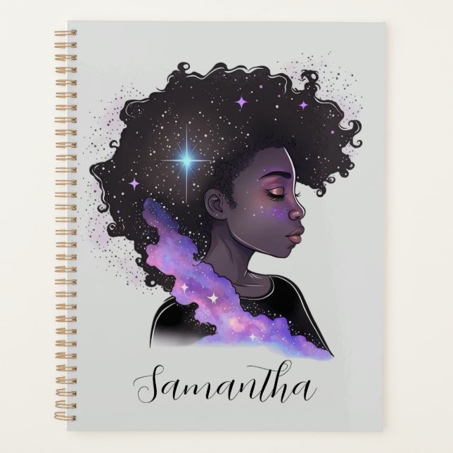 Sparkling Afro Woman Planner (Front)