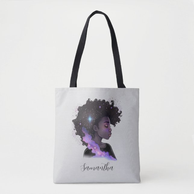 Sparkling Afro Woman Tote Bag (Front)