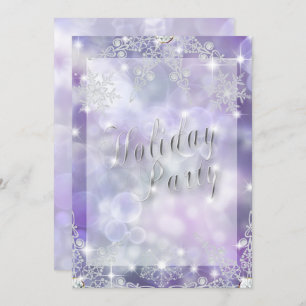 Sparkling Amethyst Bokeh Lights Holiday Party Invitation