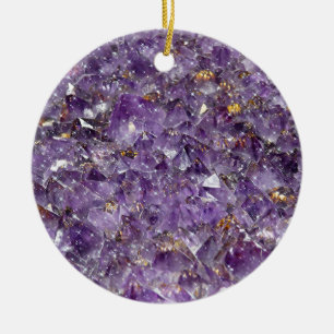 Sparkling Amethyst Crystal Gem - Purple Geode Ceramic Ornament
