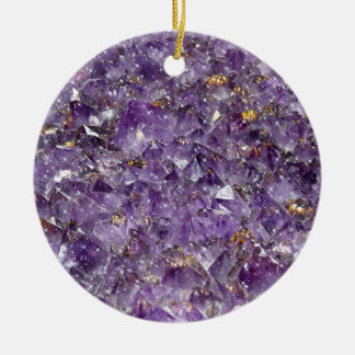 Sparkling Amethyst Crystal Gem - Purple Geode Ceramic Ornament