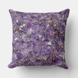 Sparkling Amethyst Crystal Gem - Purple Geode Cushion